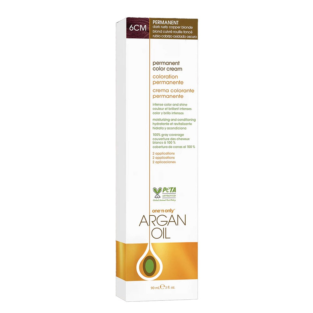 ONE 'N ONLY Argan Oil Permanent Color Cream (3oz) - 6CM Dark Rusty Copper Blonde