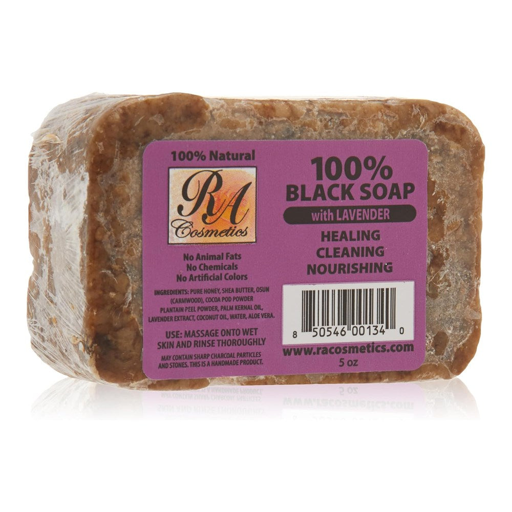 RA COSMETICS 100% Black Soap Bar (5oz) - Lavender