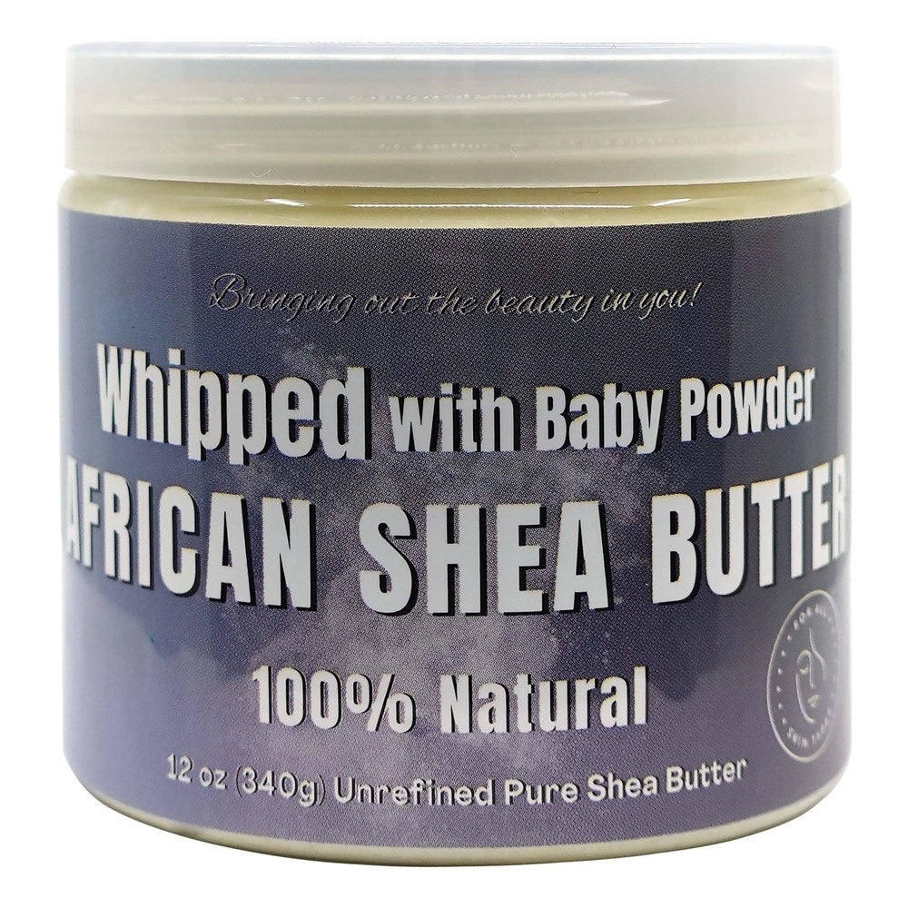 RA COSMETICS 100% Pure African Shea Butter [Whipped] (12oz) - Baby Powder