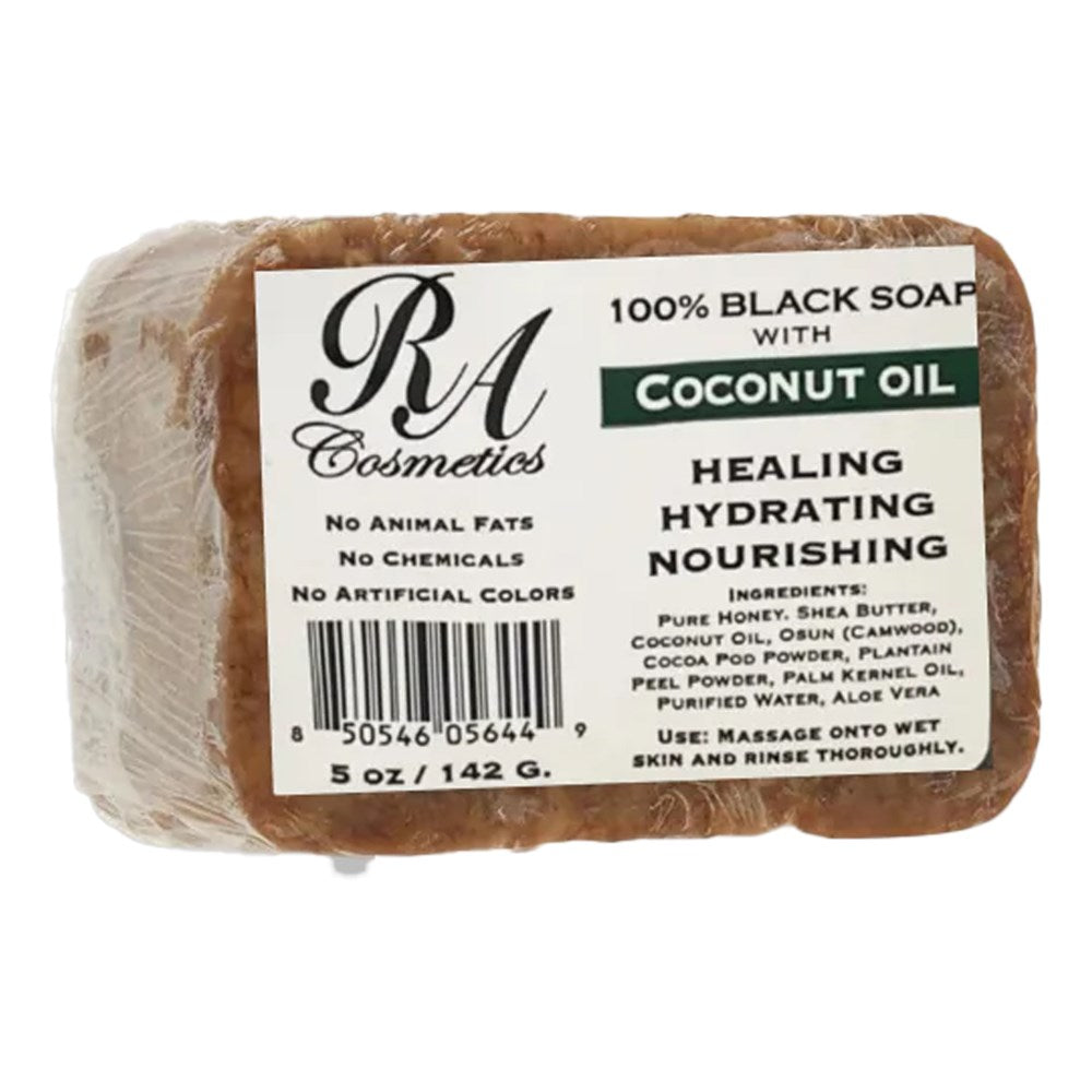 RA COSMETICS 100% Black Soap Bar (5oz) - Coconut Oil