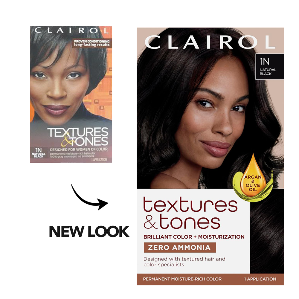 TEXTURES & TONES Permanent Moisture Rich Hair Color Kit - 1N Natural Black