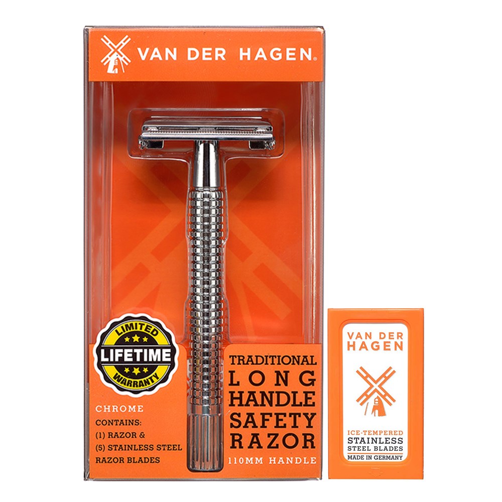 VAN DER HAGEN Chrome Safety Razor - 110mm Handle
