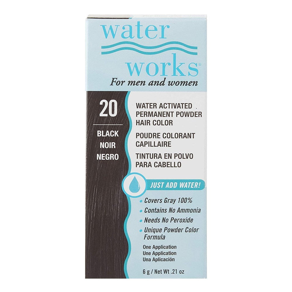 WATER WORKS Water Activated Permanent Powder Hair Color - 20 Black