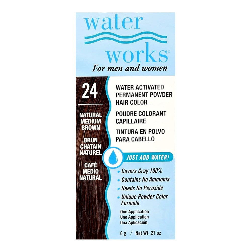 WATER WORKS Water Activated Permanent Powder Hair Color - 24 Natural Medium Brown