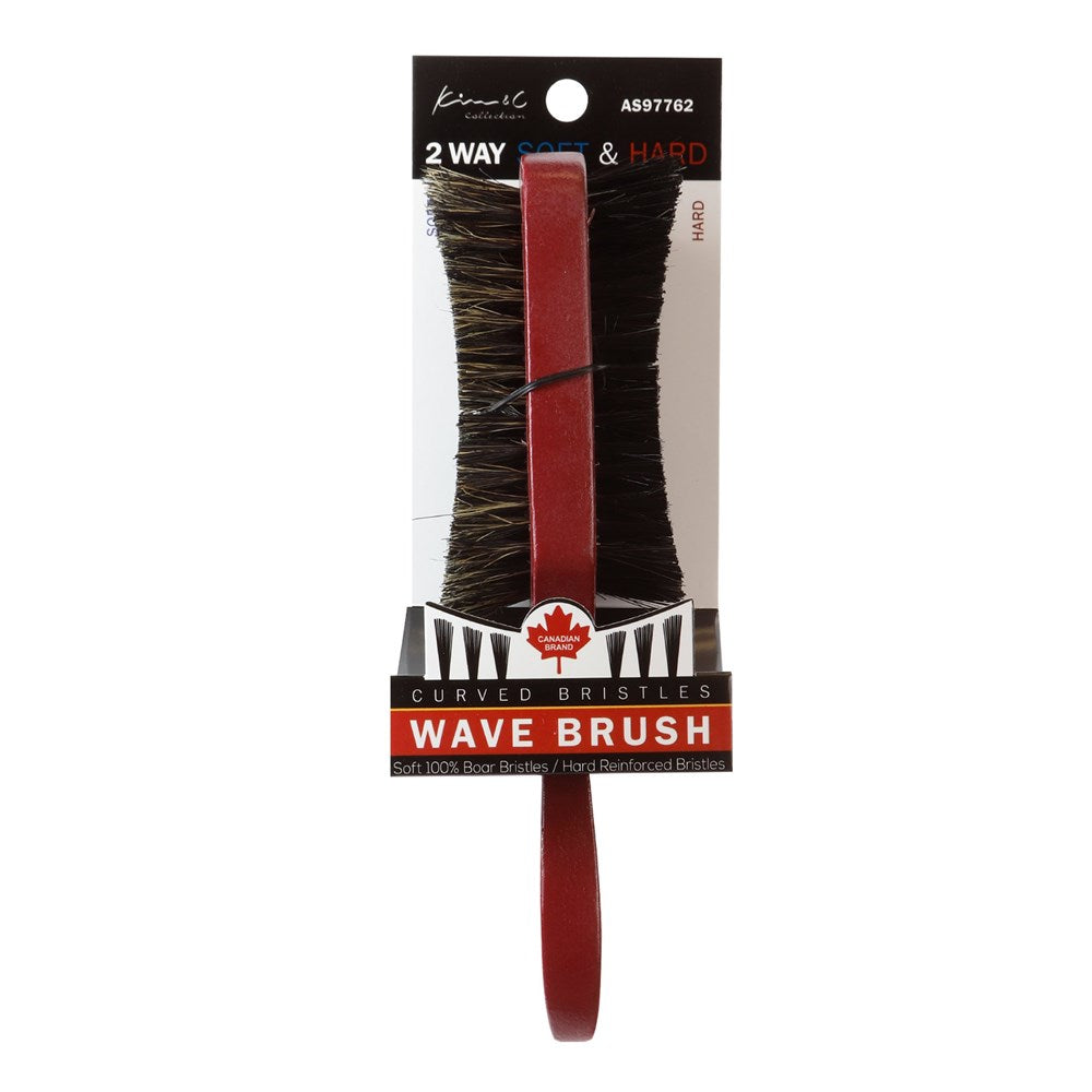 KIM & C Curved Brush Premium Boar Brush - Soft and Hard / Wave