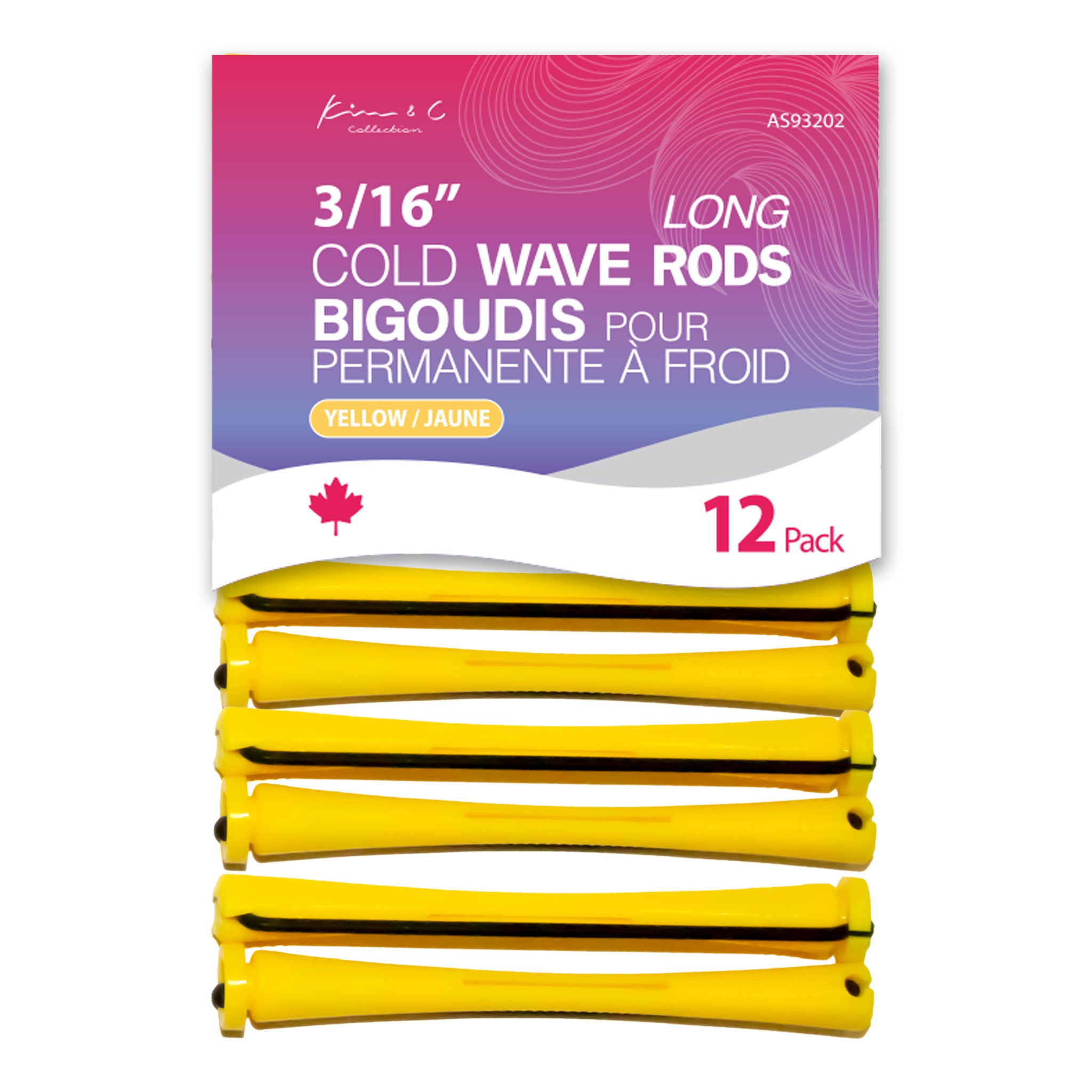 KIM & C Cold Wave Rods - Long 12 Ct / 3/16" Yellow