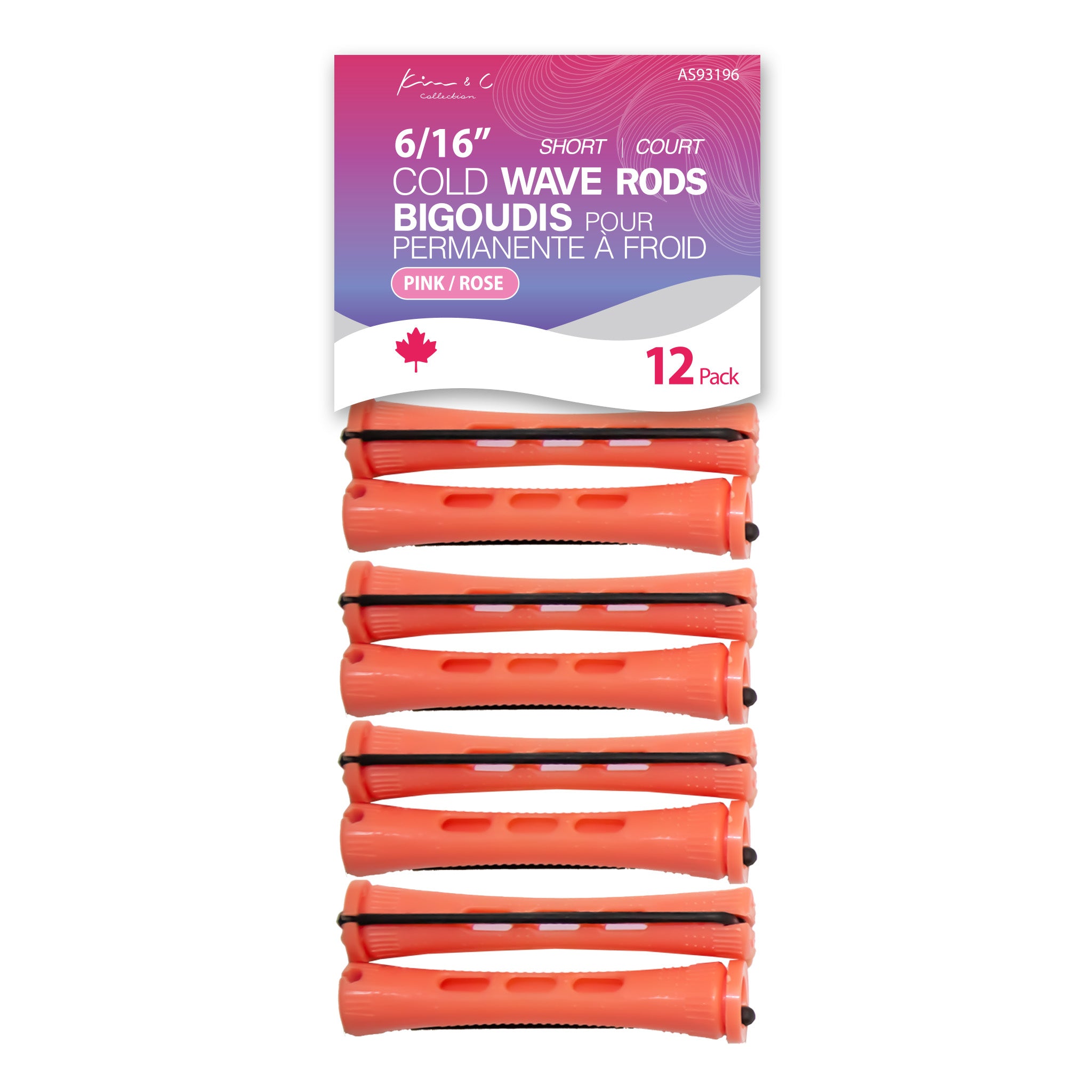 KIM & C Cold Wave Rods - Short 12 Ct / 6/16" Pink