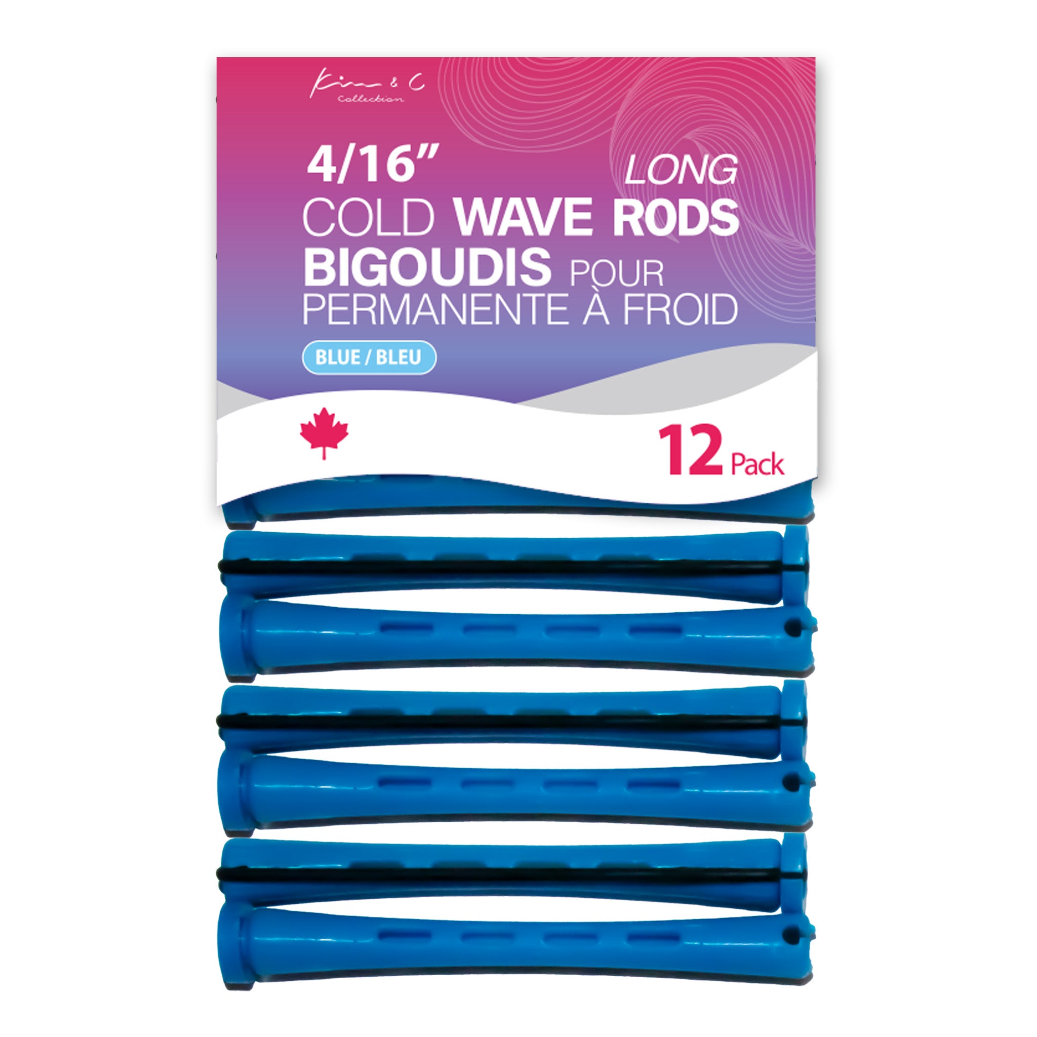 KIM & C Cold Wave Rods - Long 12 Ct / 4/16" Blue