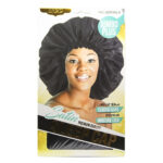 MAGIC COLLECTION Satin Sleep Cap Black - Jumbo Plus