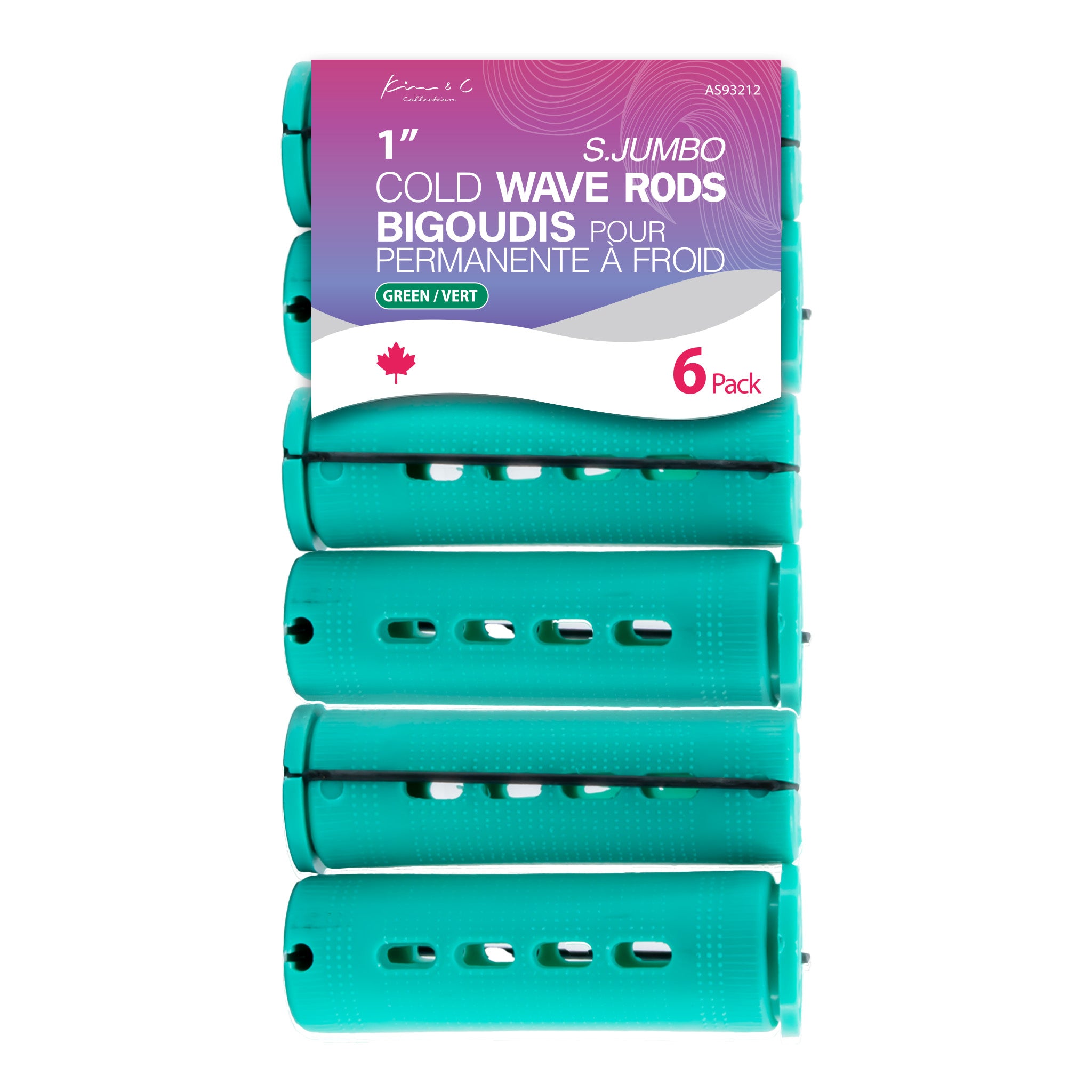 KIM & C Cold Wave Rods - Super Jumbo 6 Ct / 1" Green