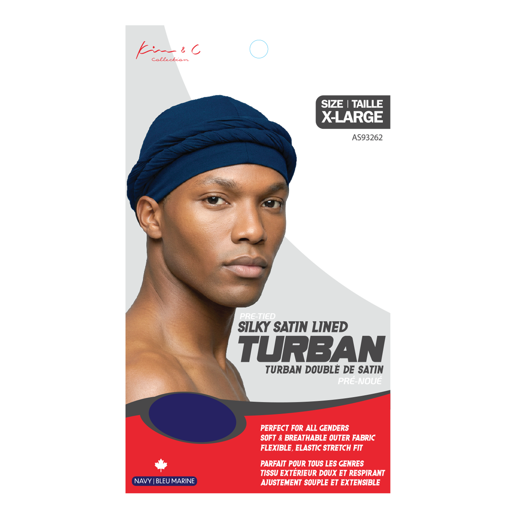 Kim & C Pre-Tied Silky Satin Lined Turban - Navy