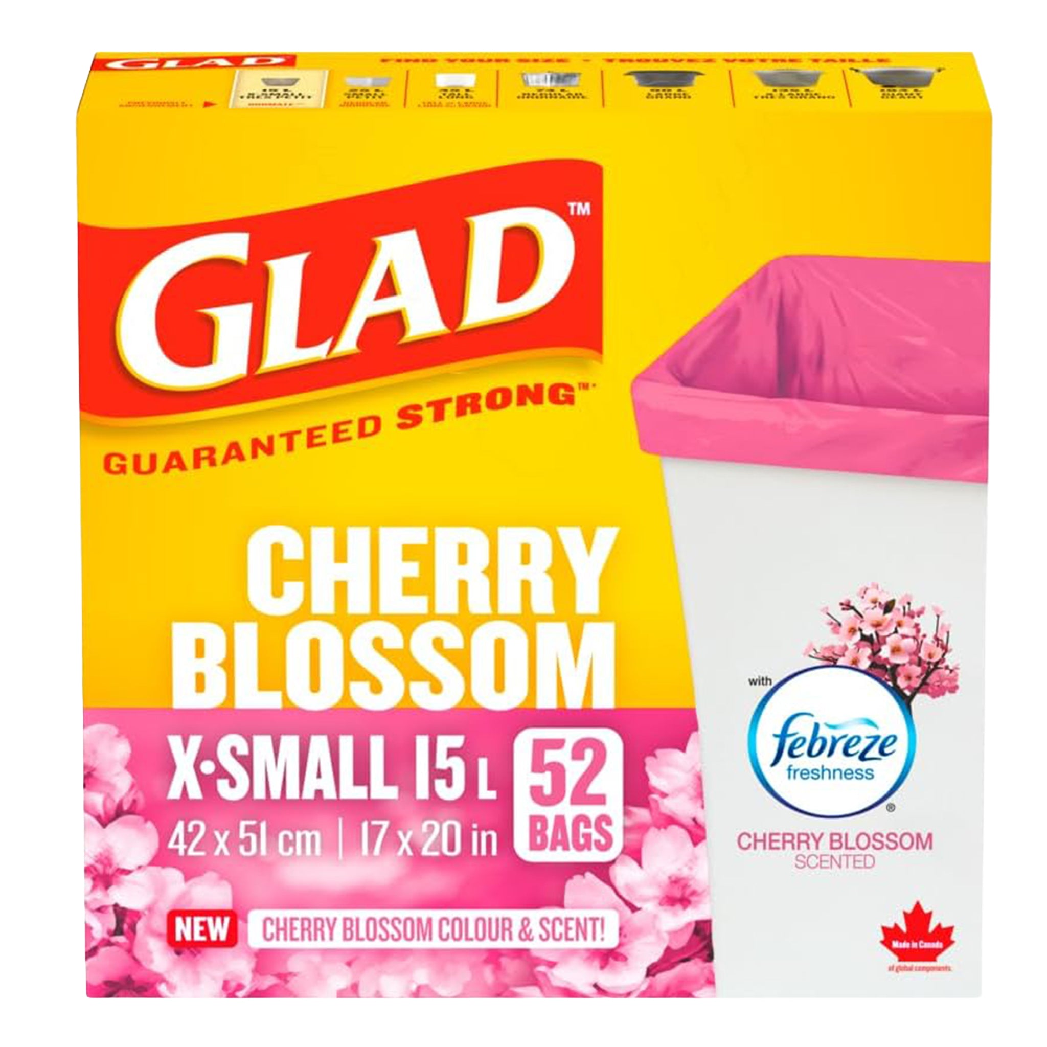 GLAD Scented Garbage Bag Extra Small 15L (52ct) - Cherry Blossom