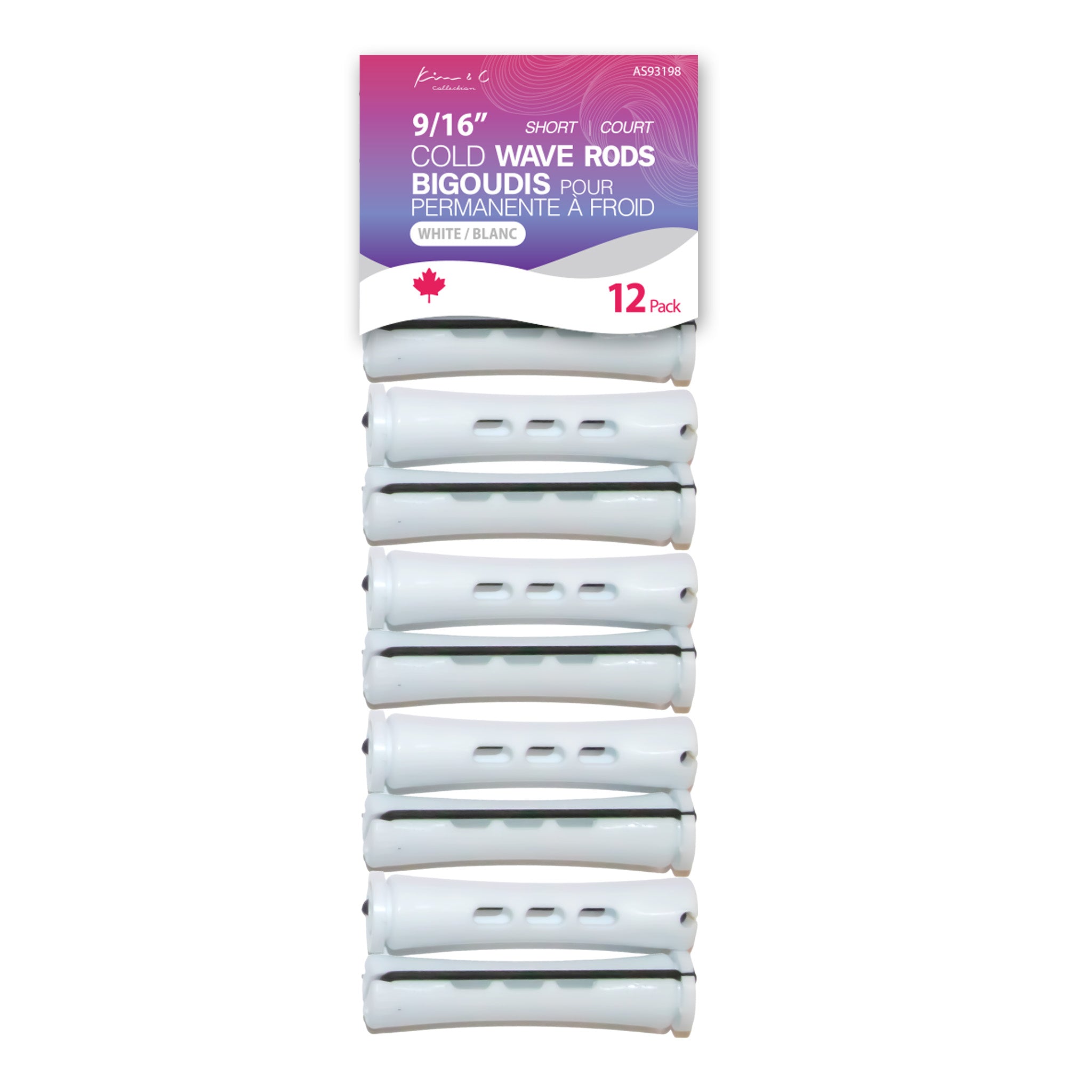 KIM & C Cold Wave Rods - Short 12 Ct / 9/16" White