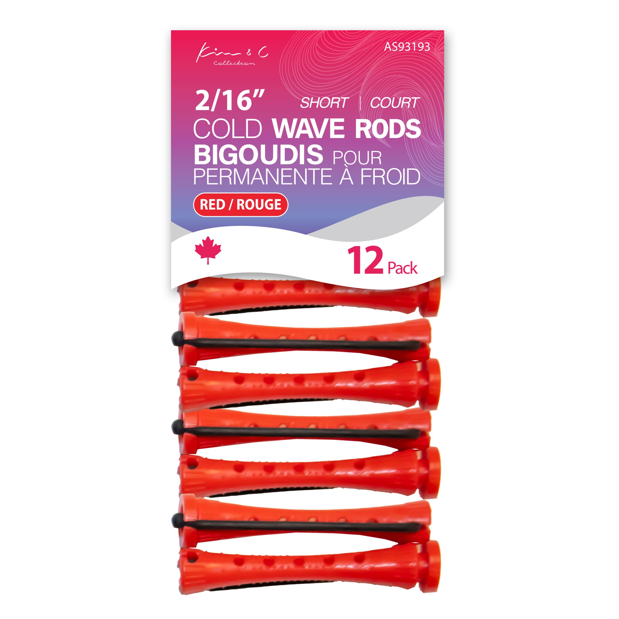 KIM & C Cold Wave Rods - Short 12 Ct / 2/16" Red