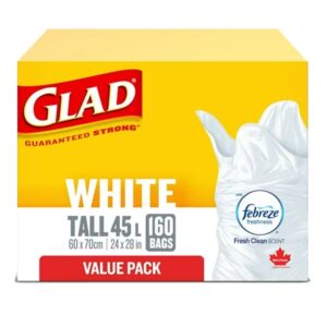 GLAD White Garbage Bag [Tall 45L] - 160 bags / Frebreze Fresh Clean